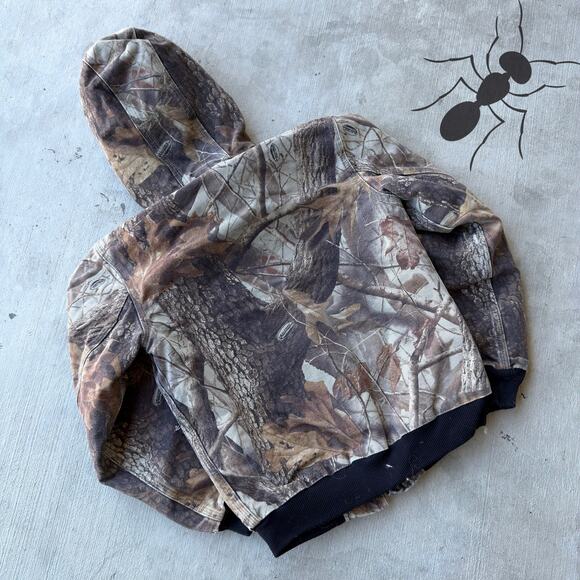 Vintage Y2K Carhartt YOUTH YJ144 CMO camo hooded work wear jacket - Picture 6 of 7